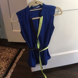 T Tahari Blue silk blouse